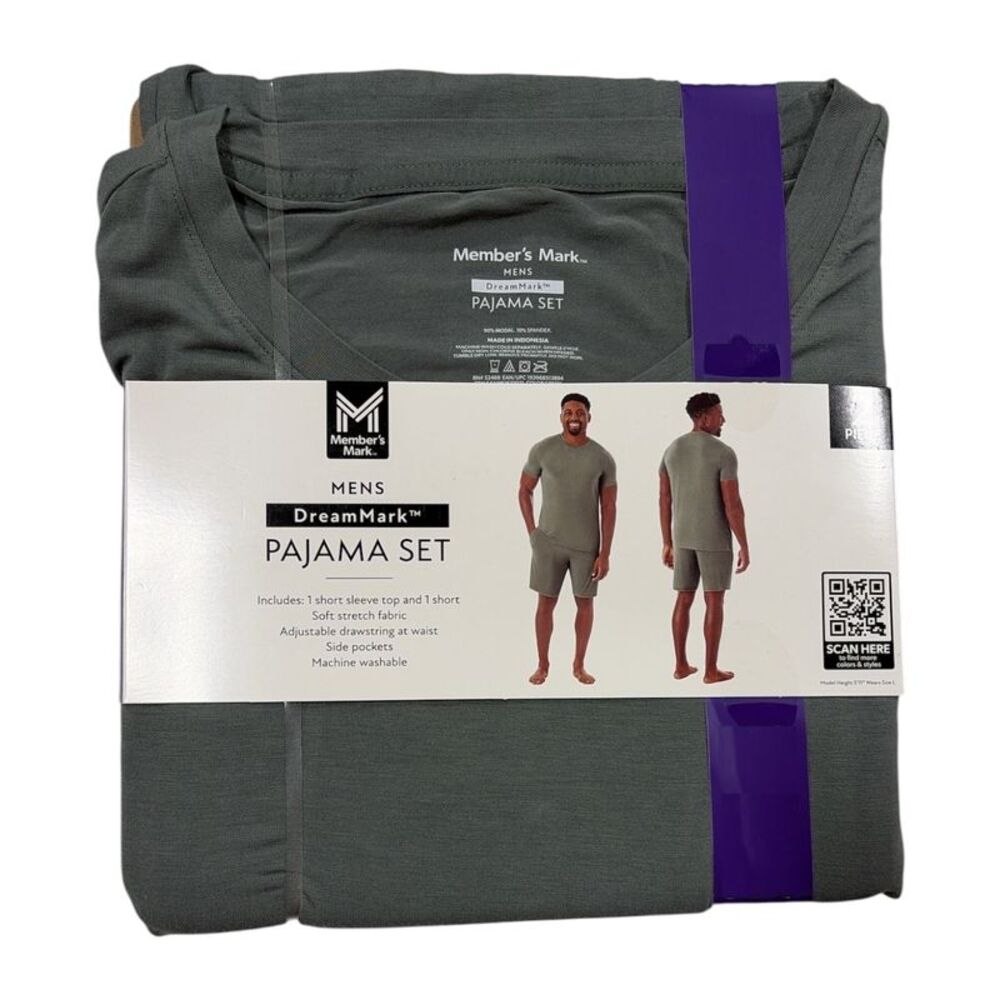 Member's Mark Men's Relaxed Fit 2-Piece Short Sleeve Pajama Set - Green